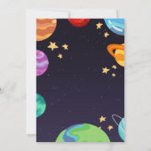 Outerspace Planets Blauw Eerste Verjaardag Kaart (Achterkant)