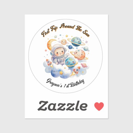 Outerspace Planets Blauw Eerste Verjaardag Sticker (Vel)