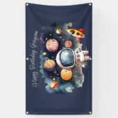 Outerspace Planets Blauw Gelukkige Verjaardag Spandoek (Verticaal)