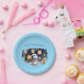 Outerspace Planets Blauwe Verjaardag Papieren Bordje (Feest)