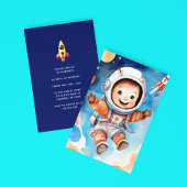 Outerspace Planets Blue 1st Birthday Invitation Kaart