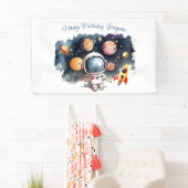 Outerspace Planets Jongen Verjaardag Spandoek (Insitu)