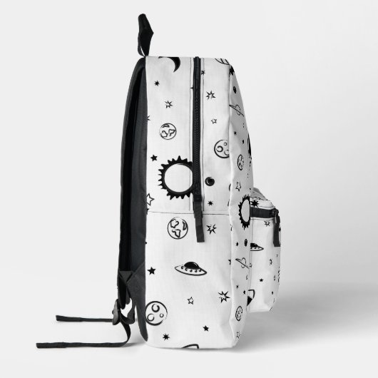 Outerspace Zwart-wit Monochromatisch Bedrukte Rugzak (Links)