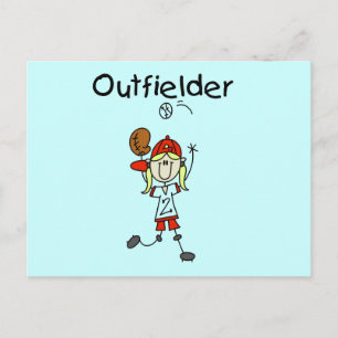 Outfielder-Meisjes Baseball T-shirts en Cadeaus Briefkaart