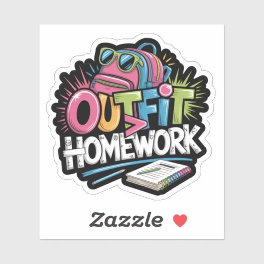 Outfit over huiswerk Graffiti Sticker (Vel)