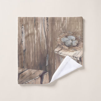 Outhouse Bird Nest w/Eggs Color Designed Washcloth