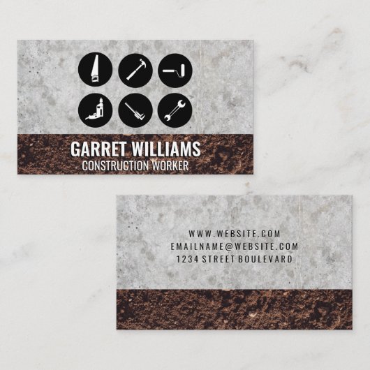 Outils | Carte de visite de construction (Devant / Derrière)