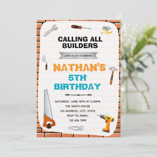 Outils de construction invitation (Debout devant)