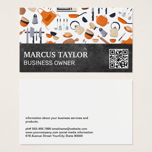 Outils de cuisine | Code QR (Devant & derrière)