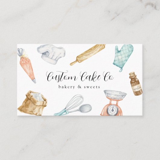 Outils de cuisson à l'aquarelle Carte de visite (Devant)