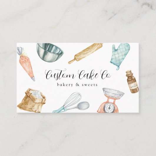 Outils de cuisson à l'aquarelle Carte de visite (Devant)