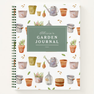 Outils de jardinage Aquarelle Journal Bloc-notes
