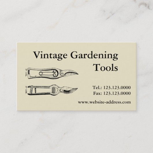 Outils de jardinage vintages Pruners Cartes de vis (Devant)