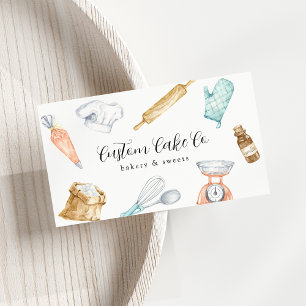 Outils de pâtisserie à l'aquarelle Carte de visite