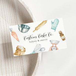 Outils de pâtisserie à l'aquarelle Carte de visite