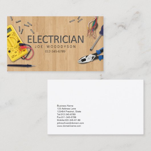 Outils électriques Carte de visite (Devant / Derrière)