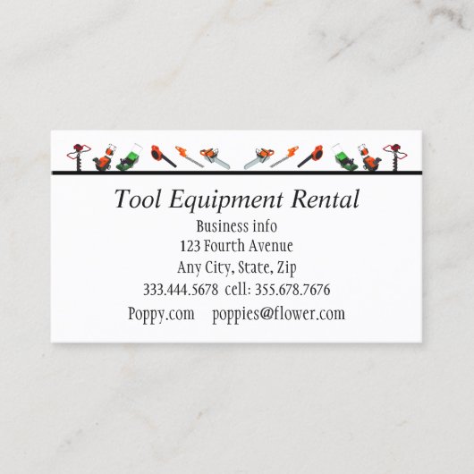 Outils et location d'équipement Cartes de visite p (Devant)