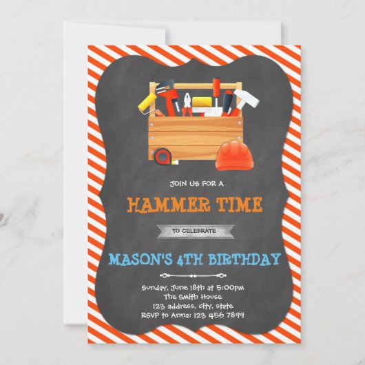 Outils garçon anniversaire Invitation (Devant)