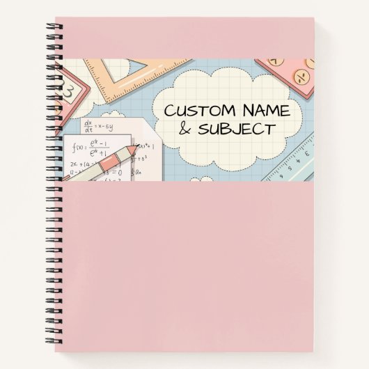 Outils mathématiques rose mignon Carnet spiral gra (Devant)