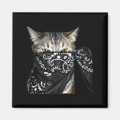 Outlaw Cat Funny Gangster Cat With Bandana Magneet (Voorkant)