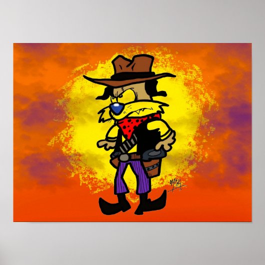 Outlaw Doggo bij zonsondergang Poster (Voorkant)