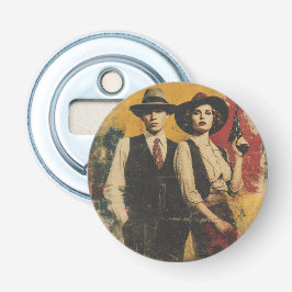 Outlaws Bonnie & Clyde Button Flesopener