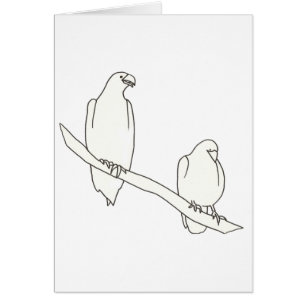 Outline Art Tekening van Twee Adelaars op een Bran