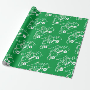 Outline Kerst truck Santa auto side uitzicht Cadeaupapier