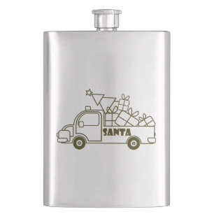 Outline Kerst truck Santa auto side uitzicht Flacon