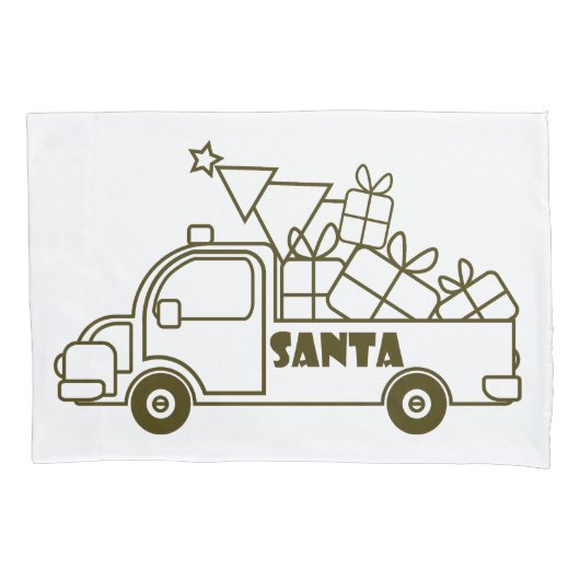 Outline Kerst truck Santa auto side uitzicht Kussensloop (Voorkant)