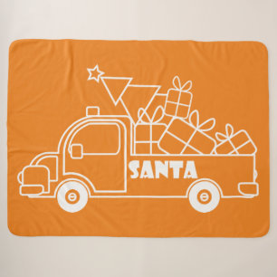 Outline Kerst truck Santa auto side uitzicht Sherpa Deken