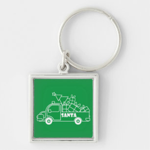 Outline Kerst truck Santa auto side uitzicht Sleutelhanger