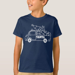 Outline Kerst truck Santa auto side uitzicht T-shirt
