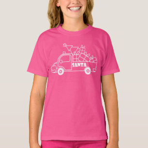 Outline Kerst truck Santa auto side uitzicht T-shirt