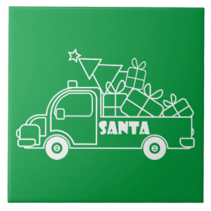 Outline Kerst truck Santa auto side uitzicht Tegeltje