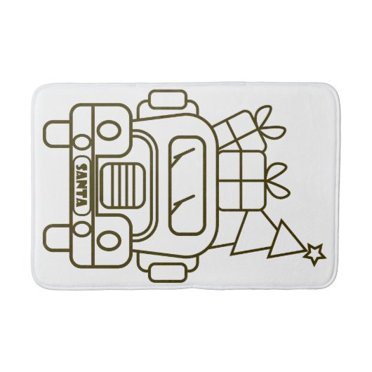 Outline Kerstmisvrachtwagen Santa auto voorzijde u Badmat (Voorkant)