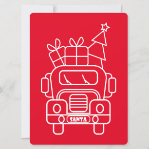Outline Kerstmisvrachtwagen Santa auto voorzijde u Feestdagenkaart