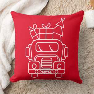 Outline Kerstmisvrachtwagen Santa auto voorzijde u Kussen