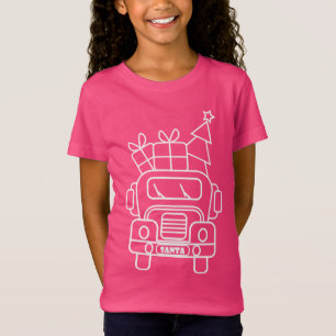 Outline Kerstmisvrachtwagen Santa auto voorzijde u T-shirt