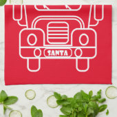 Outline Kerstmisvrachtwagen Santa auto voorzijde u Theedoek (Gevouwen)