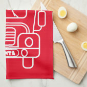 Outline Kerstmisvrachtwagen Santa auto voorzijde u Theedoek (Quarter Fold)