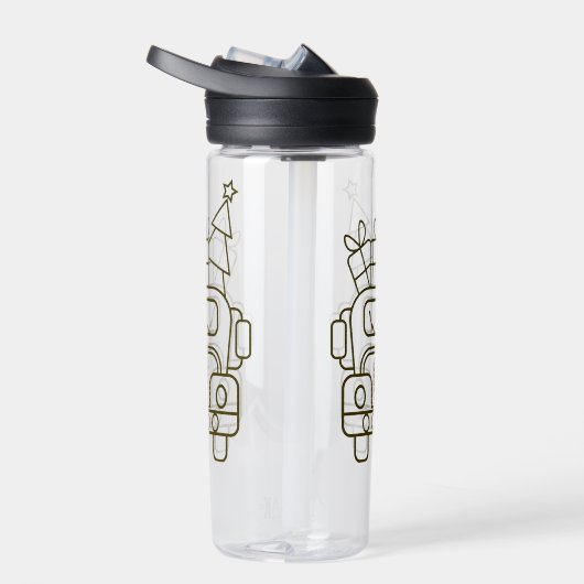 Outline Kerstmisvrachtwagen Santa auto voorzijde u Waterfles (Rechts)