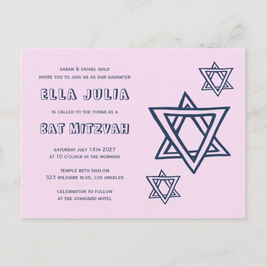 OUTLINE LETTER STAR van DAVID Custom QR BAT Mitswa Briefkaart (Voorkant)