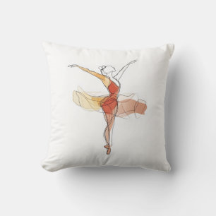 Outline Stroke Dancing Red Ballerina Studio Decor Kussen