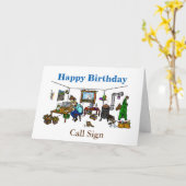 Outre de la carte d'anniversaire de radio-amateur (Fleur jaune)