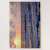 Outrigger Canoe bij zonsondergang op het Big Islan Legpuzzel (Verticaal)