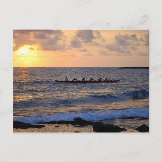 Outrigger Canoe te Sunset, Hawaii, Briefkaart (Voorkant)