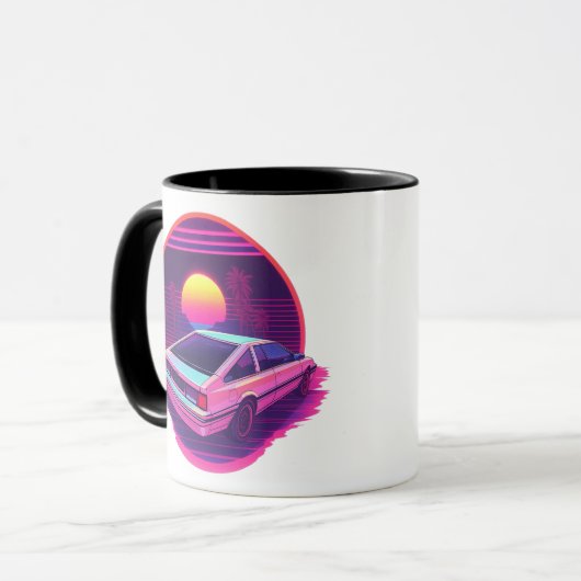 Outrun Synthwave Retro 80s Sports Car Sunset Mug (Devant gauche)