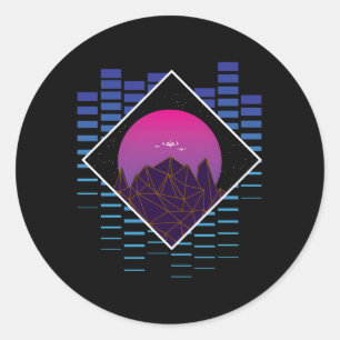 Outrun Synthwave vaporwave esthetisch Ronde Sticker