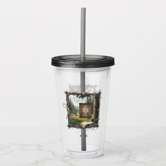 Outside Is the New Offline – Nature Escape Tumbler Acryl Drinkbeker (Voorkant)